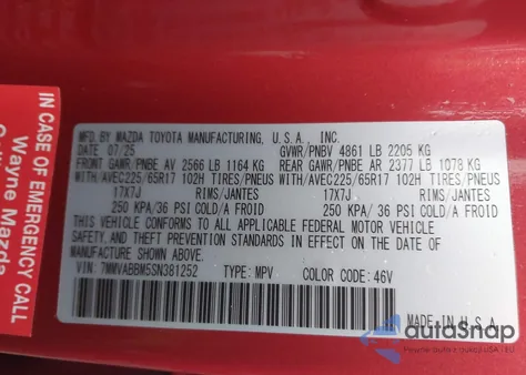 2025 Mazda Cx-50 2.5 S Preferred Package z USA, uszkodzony, nr VIN 7MMVABBM5SN381252